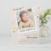 Invitations simples de 1er anniversaire Boy Photo (Debout devant)