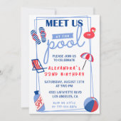 Invitations simples de 22e anniversaire Pool Party (Devant)
