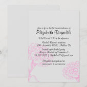 Invitations simples de douches nuptiales roses et  (Devant / Derrière)