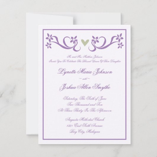 Invitations simples de mariage d'accent de Purple (Devant)