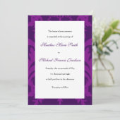 Invitations simples de mariage d'aubergine Damask (Debout devant)