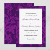 Invitations simples de mariage d'aubergine Damask (Devant / Derrière)
