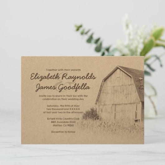 Invitations simples de mariage de ferme (Debout devant)