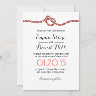 Invitations simples de mariage en corde rouge