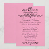 Invitations Simples De Mariage Rose Et Noir De Lux (Devant / Derrière)