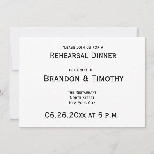 Invitations simples de répétition Mariage gay (Devant)