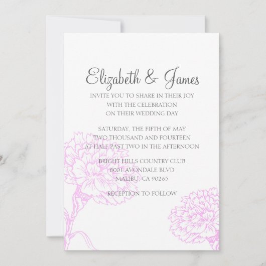 Invitations simples et modernes de mariage de fleu (Devant)