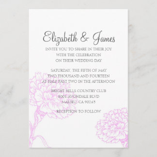 Invitations simples et modernes de mariage de fleu
