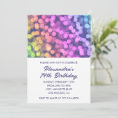 Invitations simples pour 14 ans Confetti Rainbow (Debout devant)