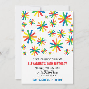 Invitations simples pour 16 ans avec confettis 