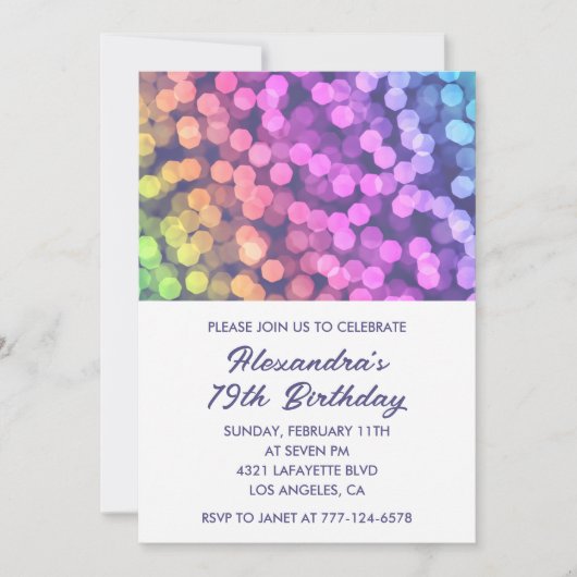 Invitations simples pour 19 ans Confetti Rainbow (Devant)