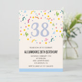 Invitations simples pour 38ème anniversaire Confet (Debout devant)