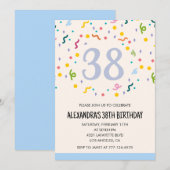 Invitations simples pour 38ème anniversaire Confet (Devant / Derrière)