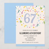 Invitations simples pour 67e anniversaire Confetti (Devant / Derrière)