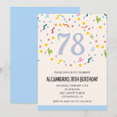 Invitations simples pour 78ème anniversaire Confet (Devant / Derrière)