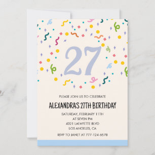 Invitations simples pour un 27e anniversaire Confe