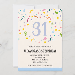 Invitations simples pour un 31e anniversaire Confe