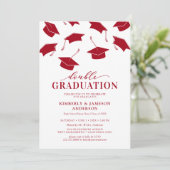 Invitations simples Red Double Graduation Party (Debout devant)