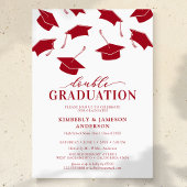 Invitations simples Red Double Graduation Party