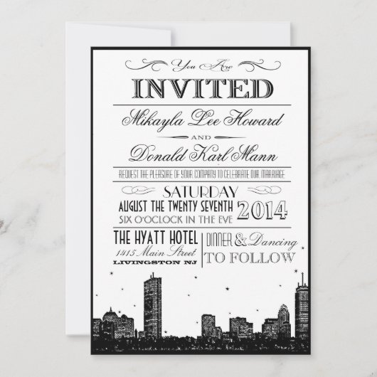 Invitations Skyline de Boston (Devant)