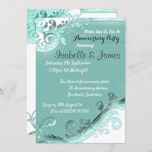 Invitations Soft Turquoise Mariage Anniversaire
