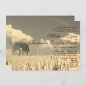 Invitations solitaires de mariage d'arbre de pays (Devant / Derrière)