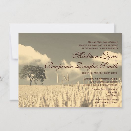 Invitations solitaires de mariage d'arbre de pays (Devant)