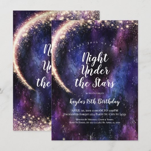 Invitations Sous les Étoiles de Nuit (Devant / Derrière)
