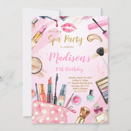 Invitations spas d'anniversaire (Devant)