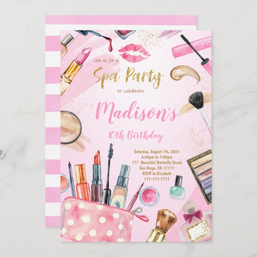 Invitations spas d'anniversaire (Devant / Derrière)