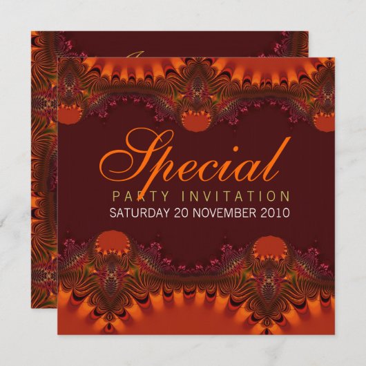 Invitations spéciales Orange Elegance (Devant / Derrière)