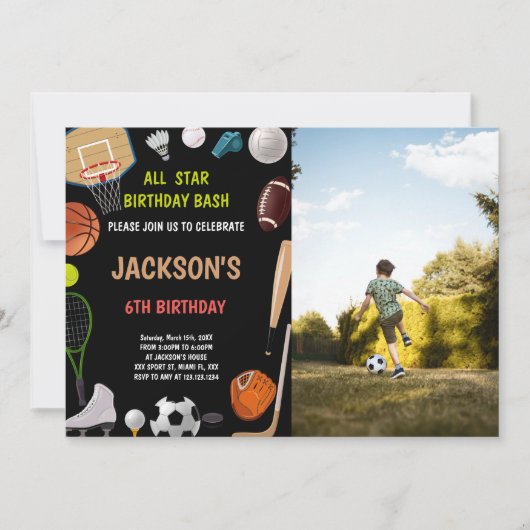 Invitations sportives avec photo (Devant)