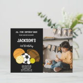 Invitations sportives noires avec photo (Debout devant)