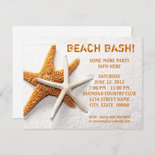 Invitations Starfish (Devant / Derrière)