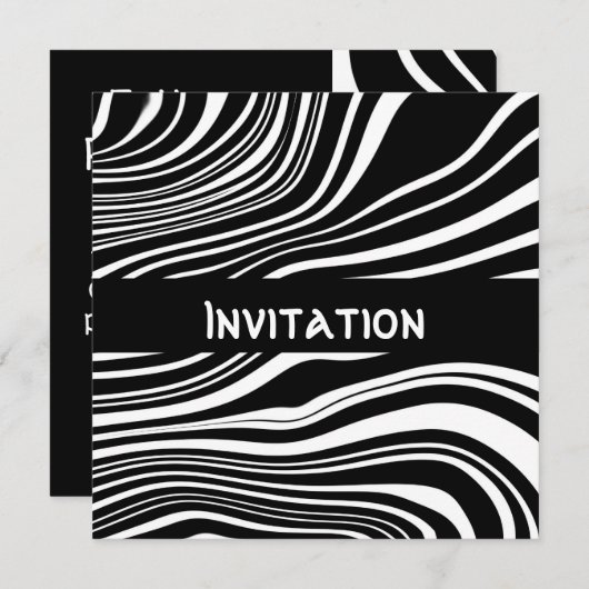 Invitations Style noir et blanc Impression Abstrai (Devant / Derrière)