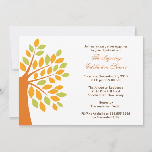 Invitations stylées pour l'arbre d'automne (Devant)