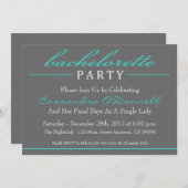 Invitations stylish Bachelorette Party (Turquoise) (Devant / Derrière)