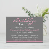 Invitations stylish Birthday Party (Rose) (Debout devant)