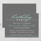 Invitations stylish Birthday Party (Vert) (Devant / Derrière)