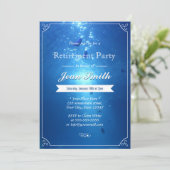 Invitations Stylish Undersea Blue Retirement Party (Debout devant)