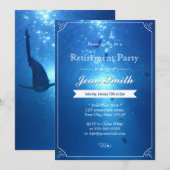 Invitations Stylish Undersea Blue Retirement Party (Devant / Derrière)