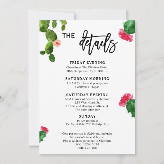 Invitations Succulentes Cactus Bachelorette Party (Dos)