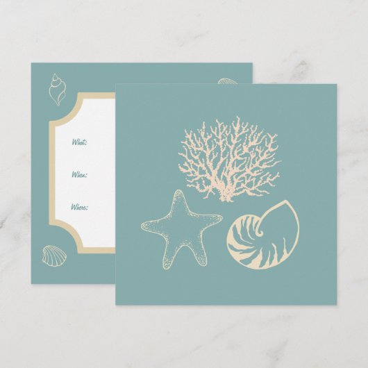 Invitations Summer Seashell Beach Party (Devant / Derrière)