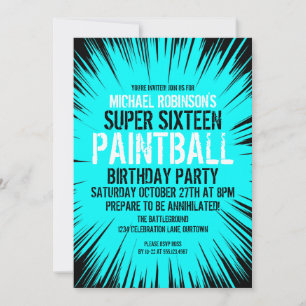 Invitations Super 16 Paintball Party