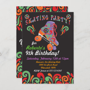Invitations super Black Roller Skating Party
