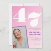 Invitations Super rose 47e anniversaire Retro Phot (Devant)