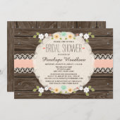 INVITATIONS SUR LA DOUCHE DE BOHO FLORAL RUSTIQUE  (Devant / Derrière)