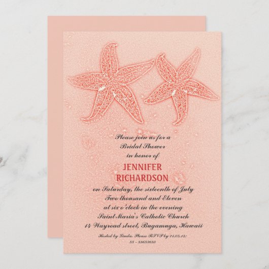 INVITATIONS SUR LA DOUCHE PINK BEACH (Devant / Derrière)