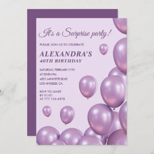 Invitations Surprise 40e anniversaire Balloons Pur