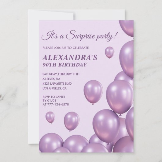 Invitations Surprise 90e anniversaire Balloons Mod (Devant)
